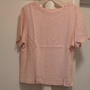 Coldwater Creek, Linen Light Weight Pink Crew Neck Tee